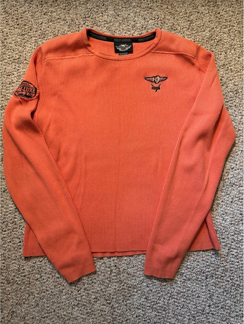 Harley-Davidson ribbed orange knit long sleeve